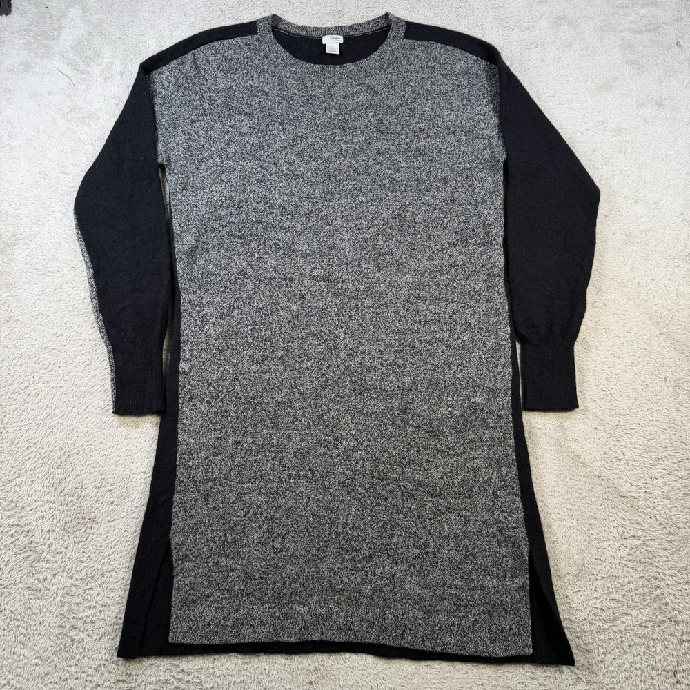 Halogen Sweater Dress Womens Large Black Grey 100% Cashmere Long Sleeve Tunic